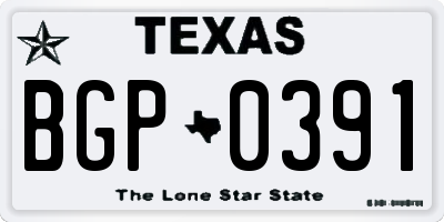 TX license plate BGP0391