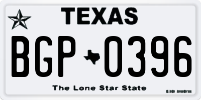 TX license plate BGP0396