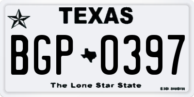 TX license plate BGP0397