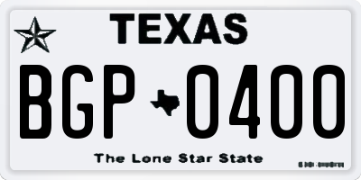 TX license plate BGP0400