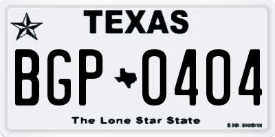 TX license plate BGP0404