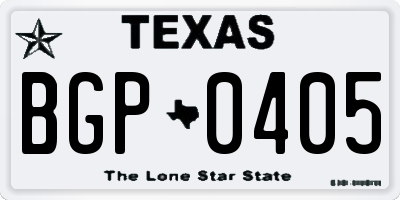 TX license plate BGP0405