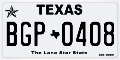 TX license plate BGP0408