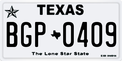 TX license plate BGP0409