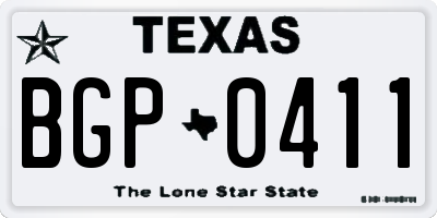 TX license plate BGP0411