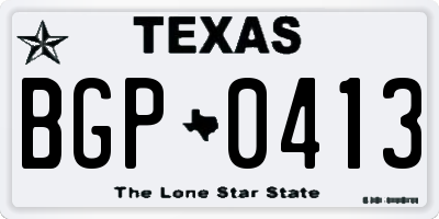 TX license plate BGP0413
