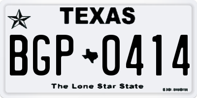 TX license plate BGP0414