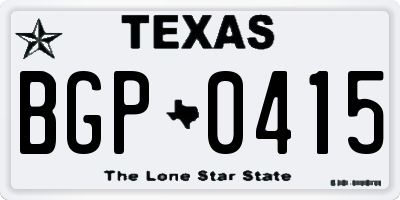 TX license plate BGP0415