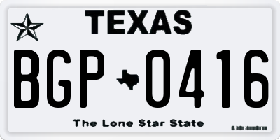 TX license plate BGP0416