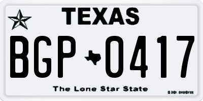 TX license plate BGP0417