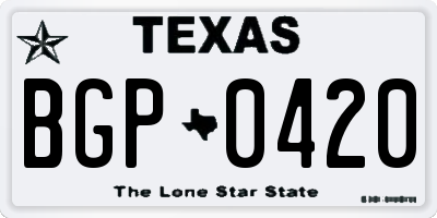 TX license plate BGP0420