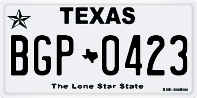 TX license plate BGP0423