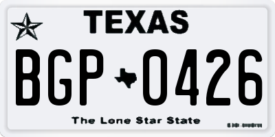 TX license plate BGP0426