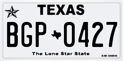 TX license plate BGP0427