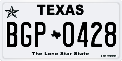 TX license plate BGP0428
