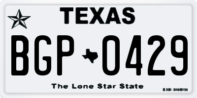 TX license plate BGP0429