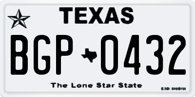 TX license plate BGP0432