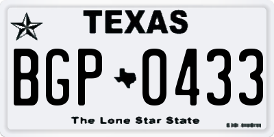 TX license plate BGP0433