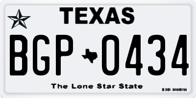 TX license plate BGP0434