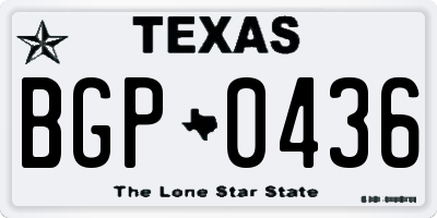 TX license plate BGP0436