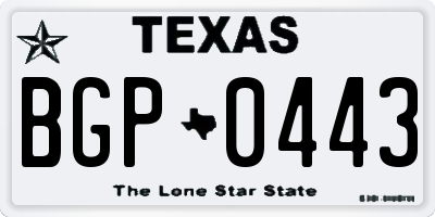 TX license plate BGP0443