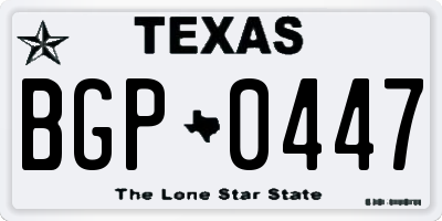 TX license plate BGP0447