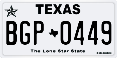 TX license plate BGP0449