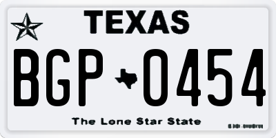 TX license plate BGP0454