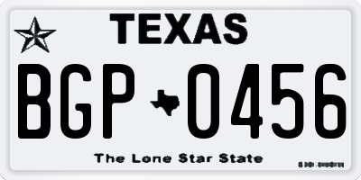 TX license plate BGP0456