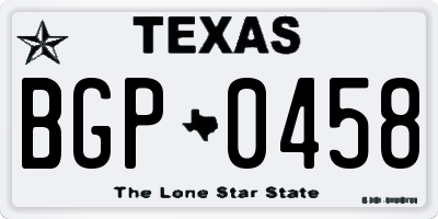 TX license plate BGP0458