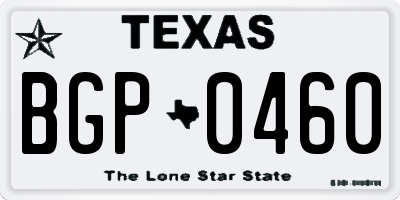 TX license plate BGP0460