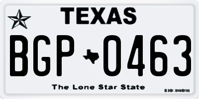 TX license plate BGP0463