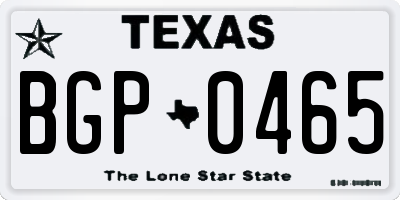 TX license plate BGP0465