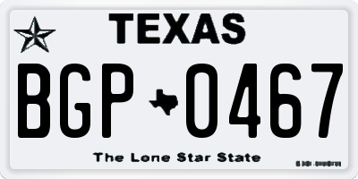 TX license plate BGP0467