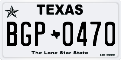 TX license plate BGP0470