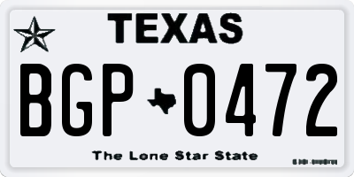 TX license plate BGP0472