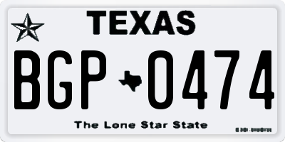 TX license plate BGP0474
