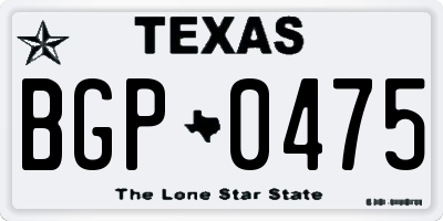 TX license plate BGP0475