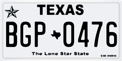 TX license plate BGP0476