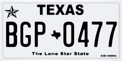 TX license plate BGP0477