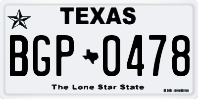 TX license plate BGP0478