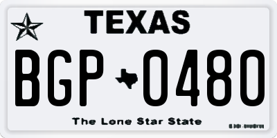 TX license plate BGP0480
