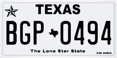 TX license plate BGP0494