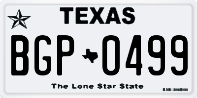 TX license plate BGP0499