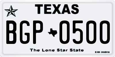 TX license plate BGP0500