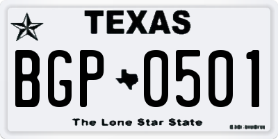 TX license plate BGP0501