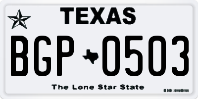 TX license plate BGP0503