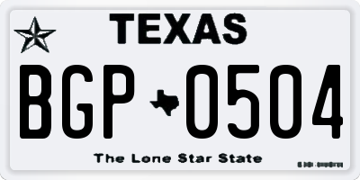 TX license plate BGP0504