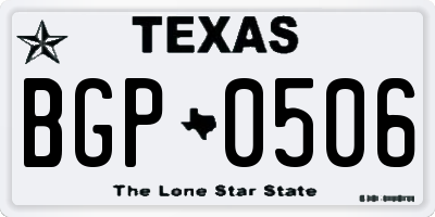 TX license plate BGP0506