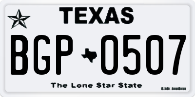 TX license plate BGP0507